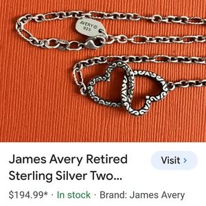 James Avery hearts together necklace